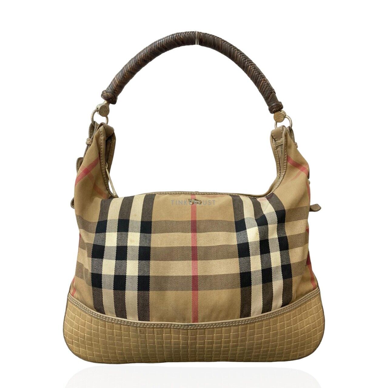 tas shoulder bag Burberry Nova Check Canvas Hobo Multicolor Beige Shoulder Bag Tinkerlust